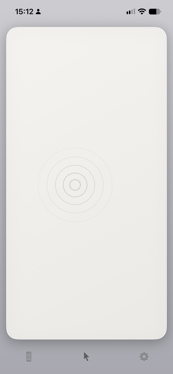 The Couchpad trackpad with grey ripples spreading from a touch.